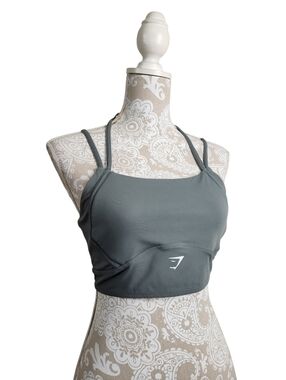 Gymshark Moss Green Halterneck Crop Cami Tank Size M